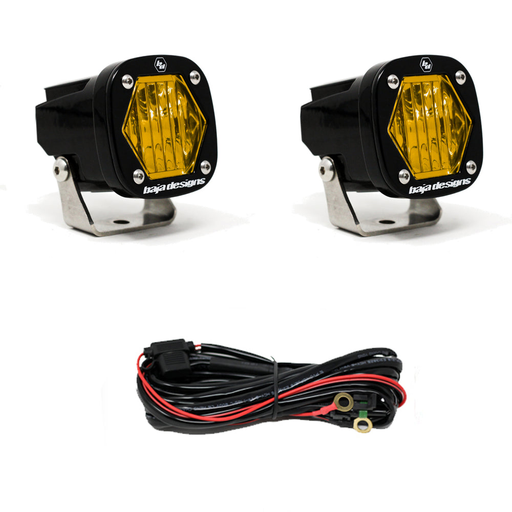 S1 Amber Wide Cornering LED Light with Mounting Bracket Pair Baja Designs